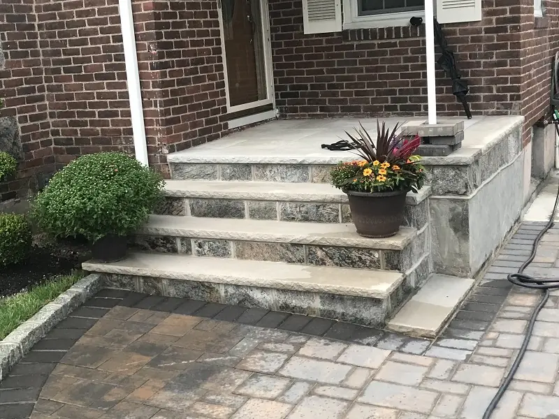 Masonry and paving on Long Island — stone stoop stairs