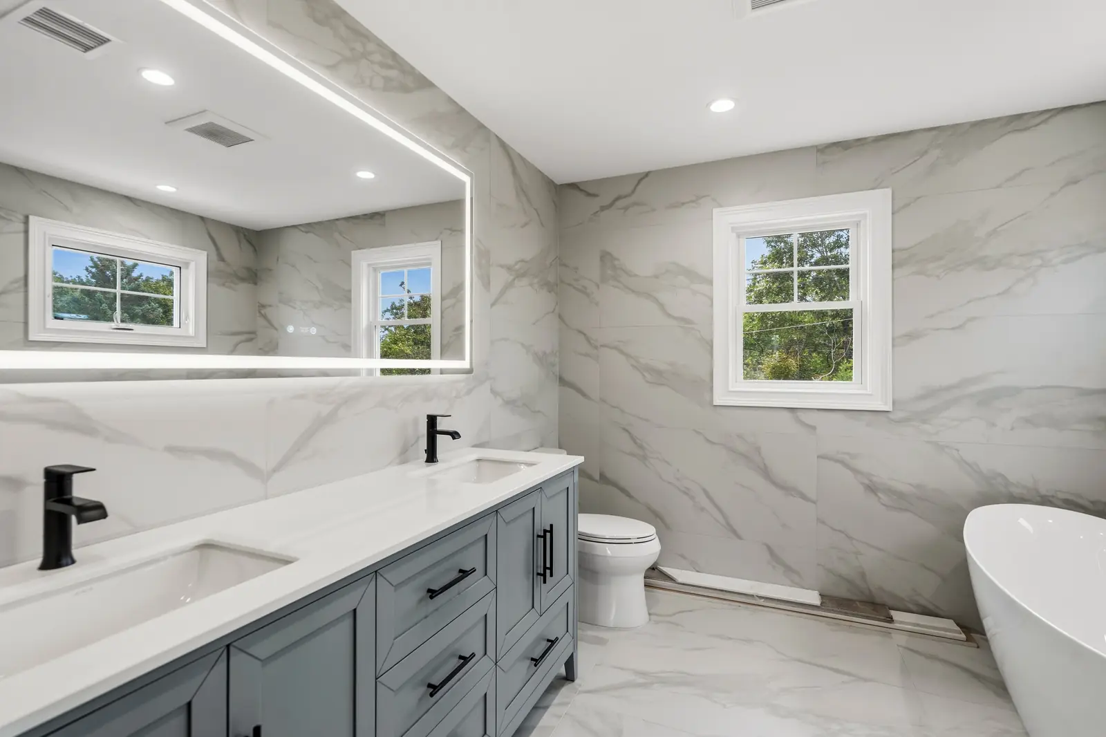 Syosset new construction — primary bath vanity
