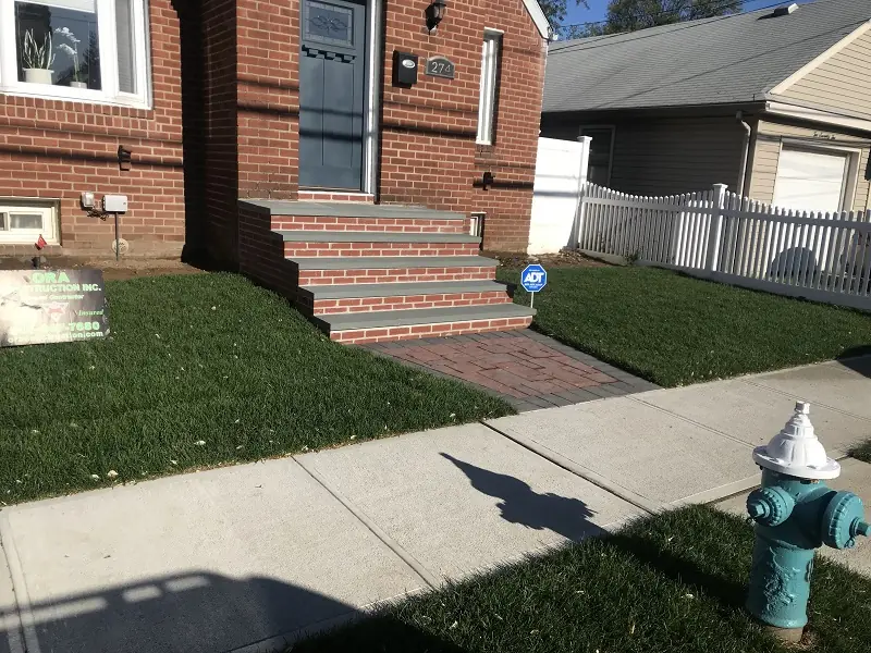 Masonry and paving on Long Island — red brick stairs