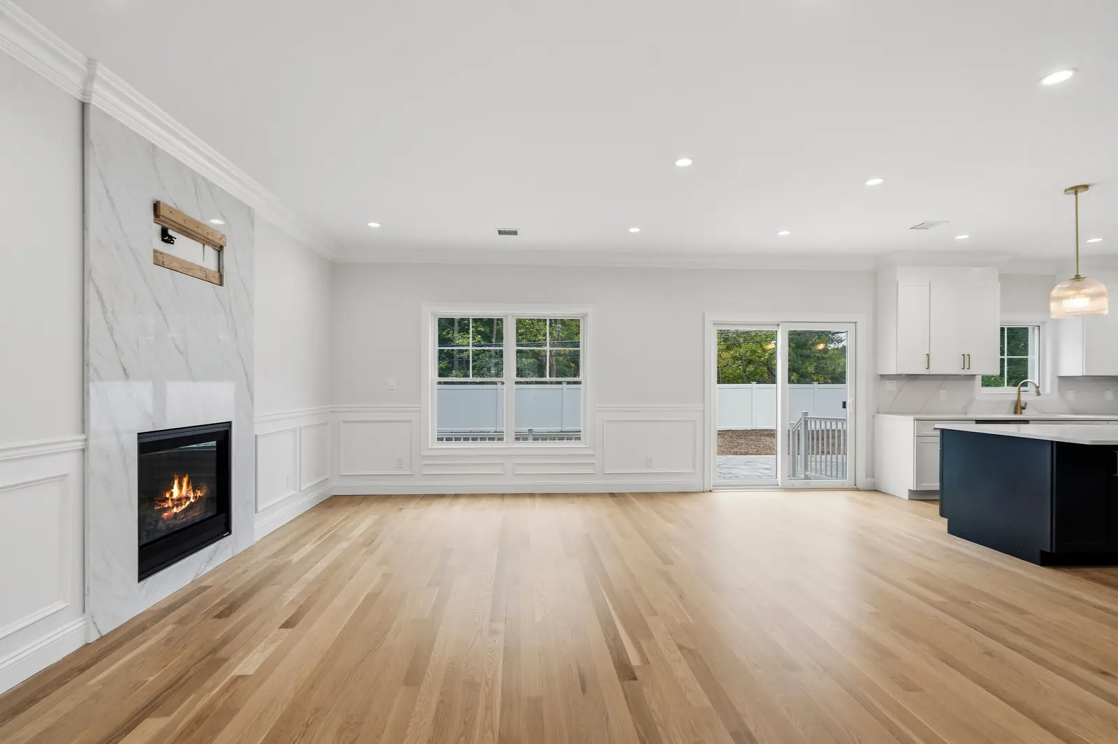 Syosset new construction — family room fireplace