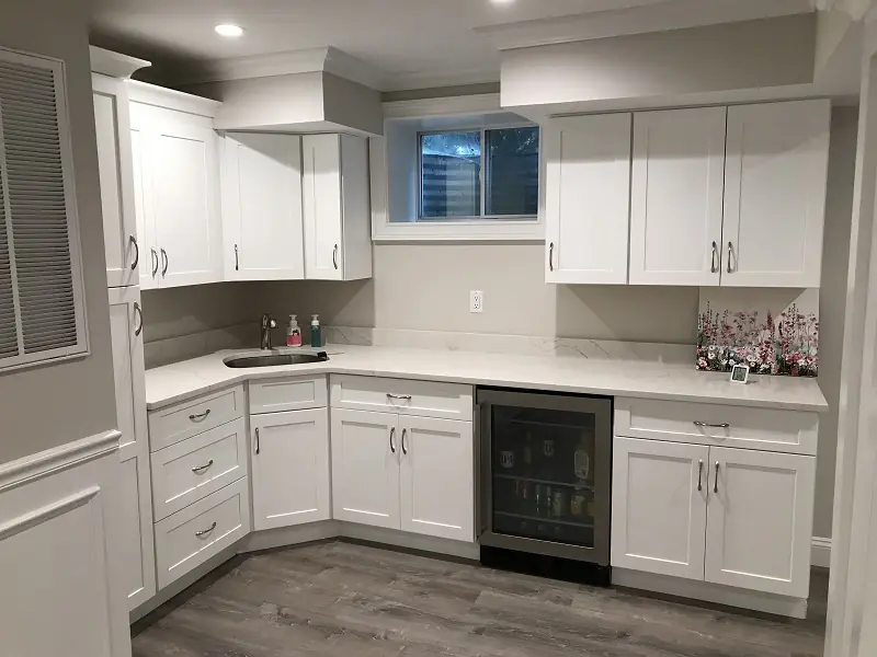 Finished basement on Long Island — basement apartment kitchen