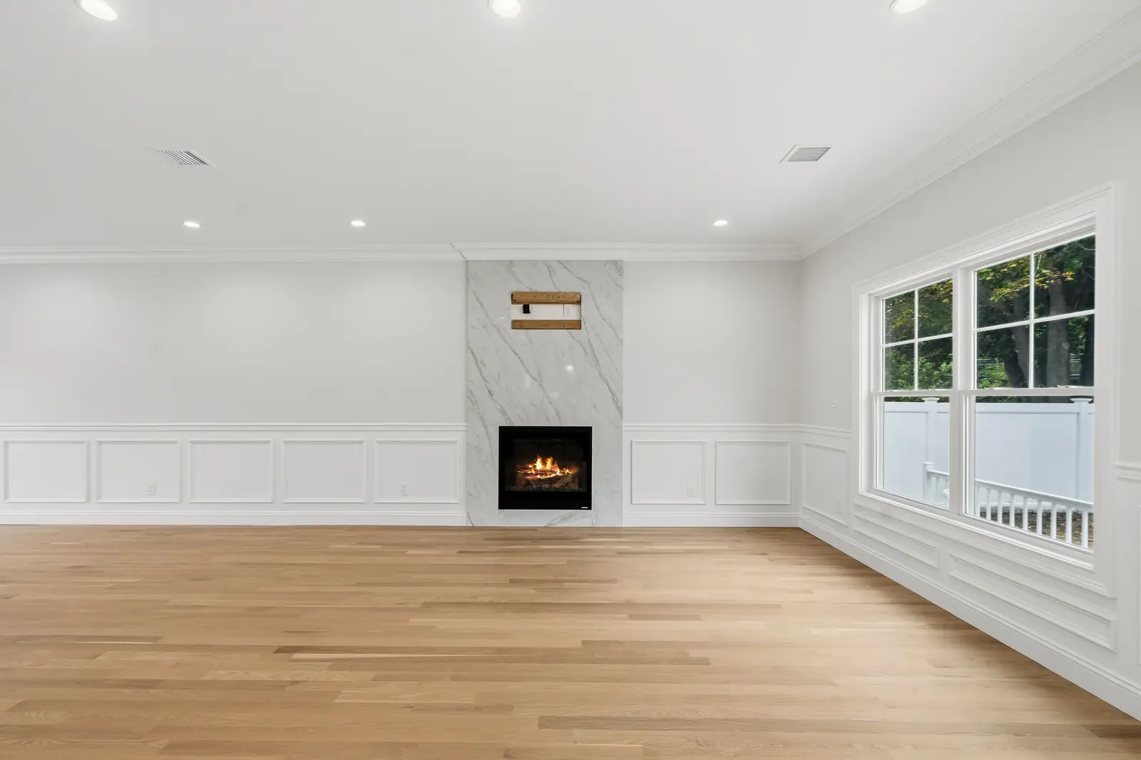 Syosset new construction — family room gas fireplace