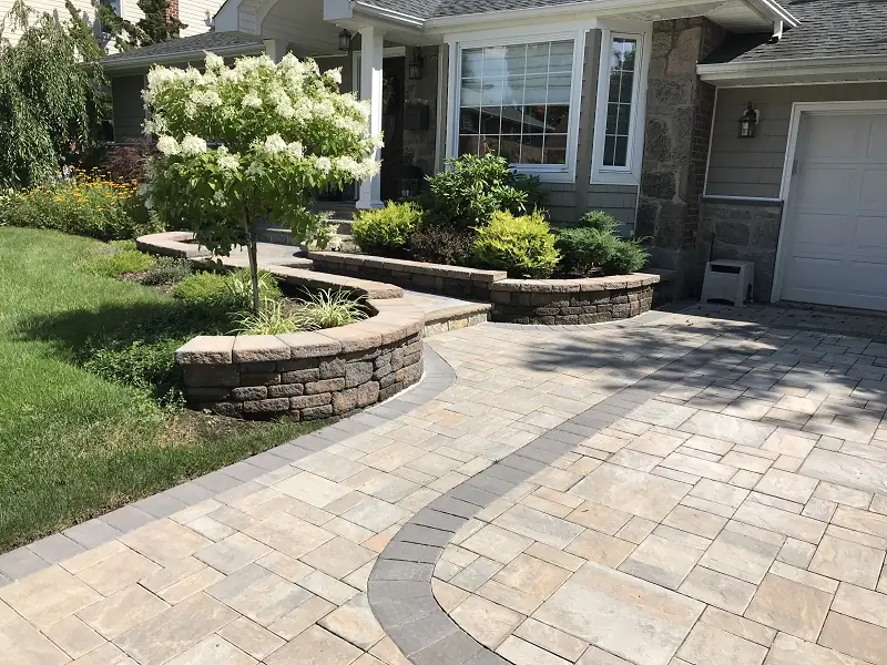 Masonry and paving on Long Island — stone front entrance