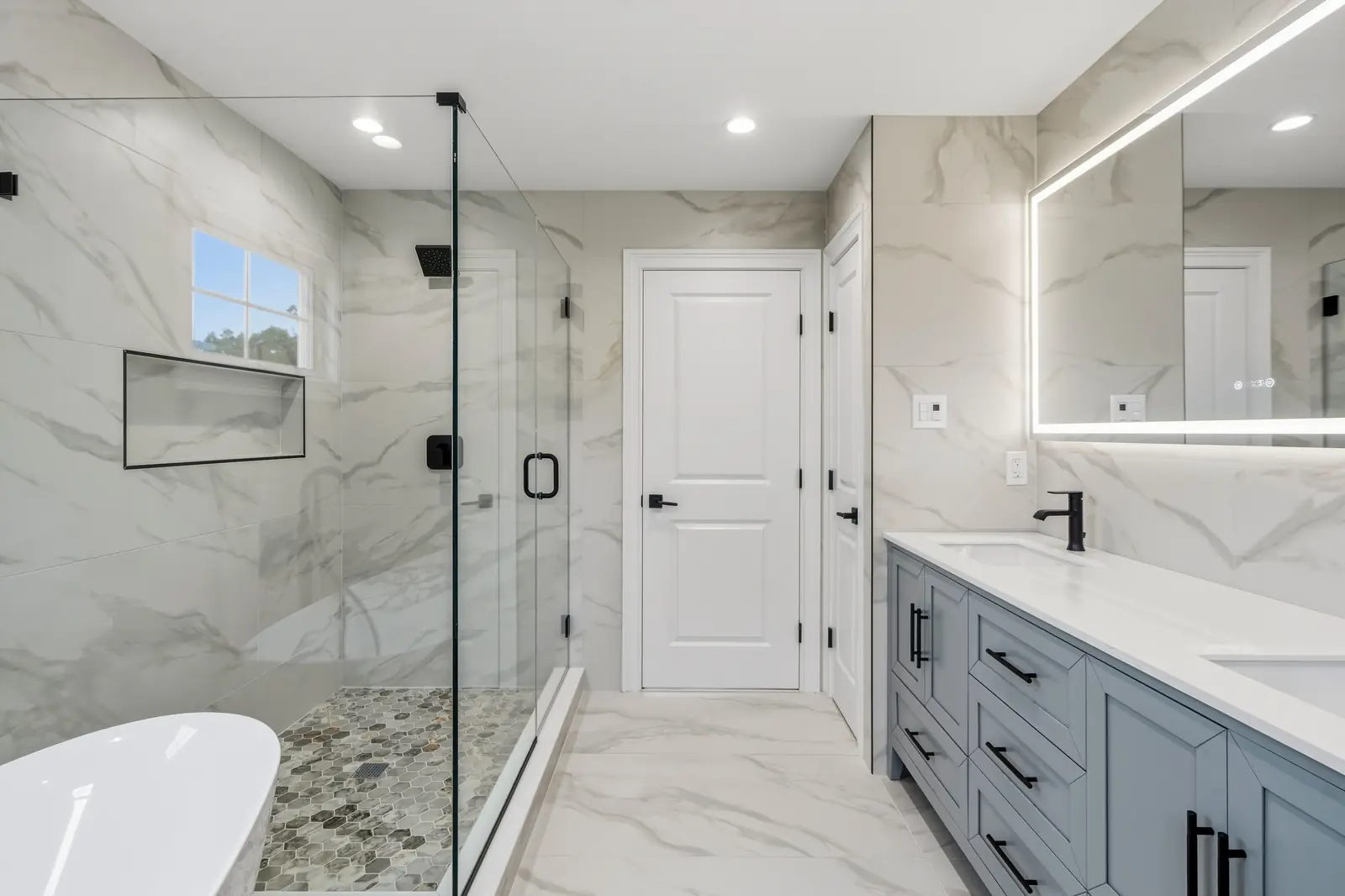 Syosset new construction — primary bath walk-in shower