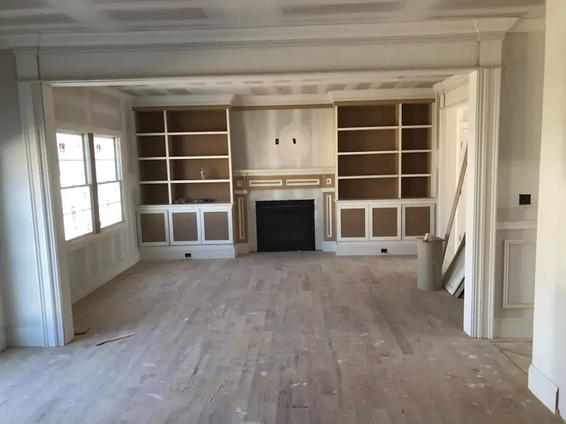 Finished basement on Long Island — basement wall unit