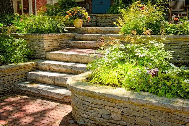Masonry and paving on Long Island — retaining wall stairs