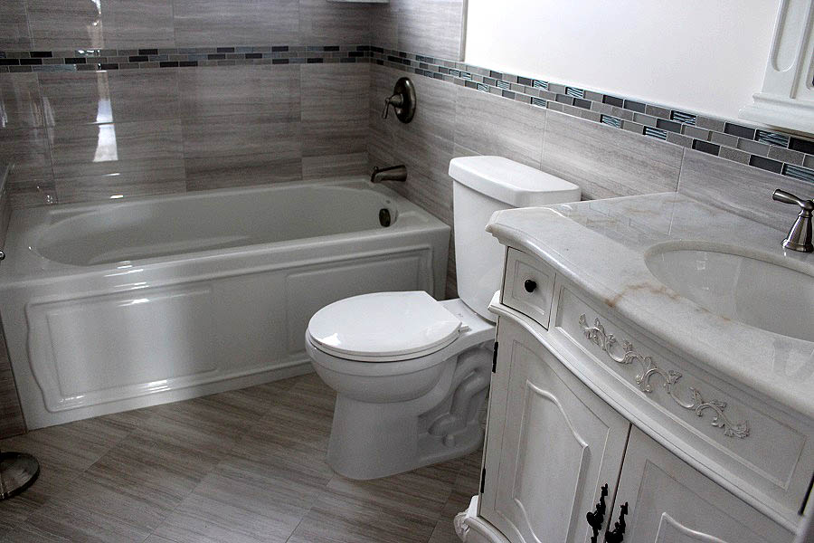 Bathroom remodel on Long Island — bath tub vanity remodel